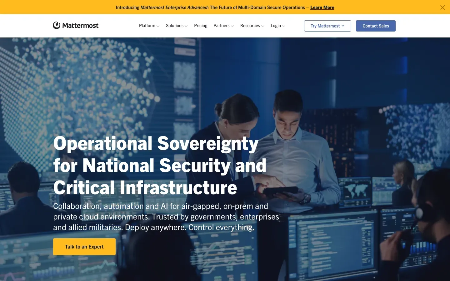 Homepage of Mattermost