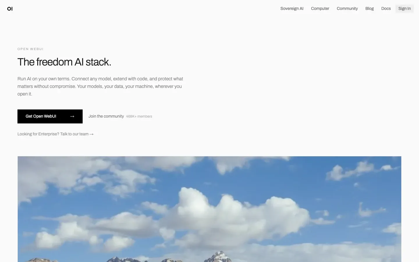 Homepage of Open WebUI
