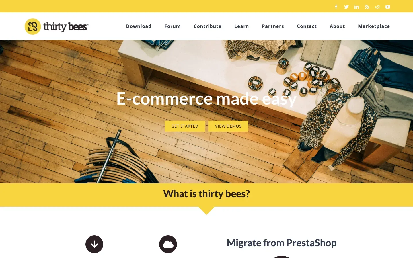 Homepage of thirty bees